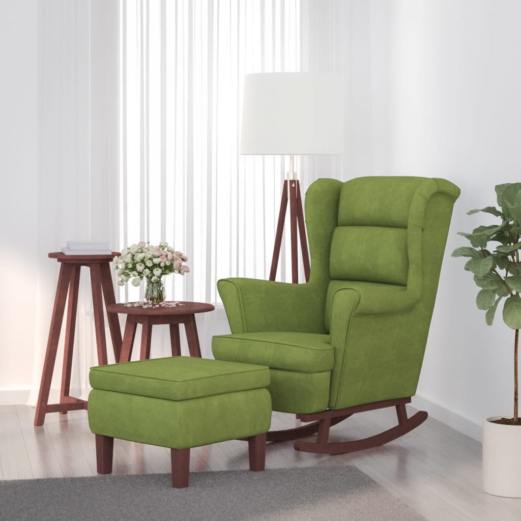 Chaise à bascule avec pieds en bois et tabouret Vert clair - XIOS