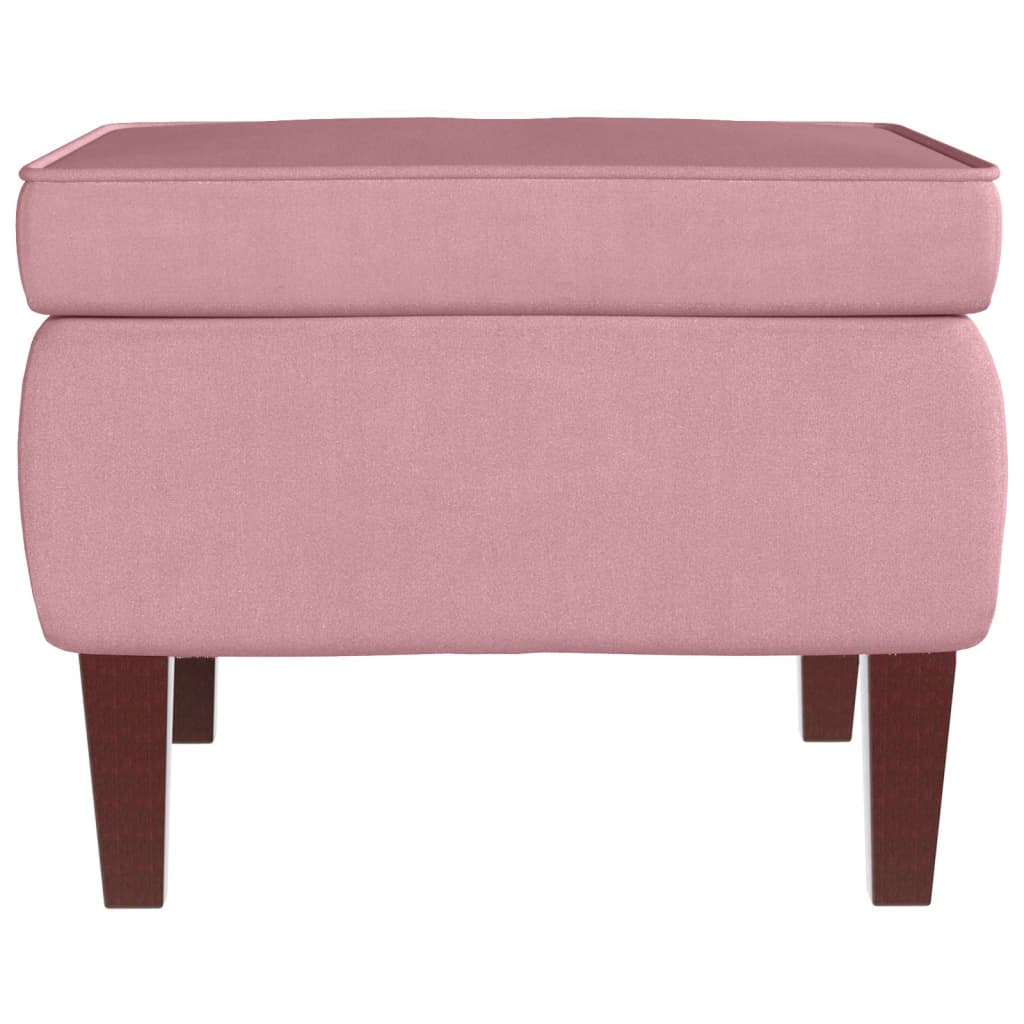 Chaise à bascule avec pieds en bois et tabouret Rose Velours - XIOS