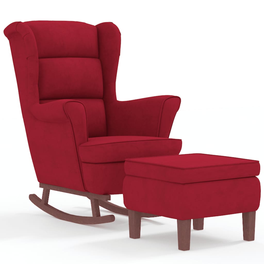 Chaise à bascule avec pieds en bois et tabouret Bordeaux - XIOS