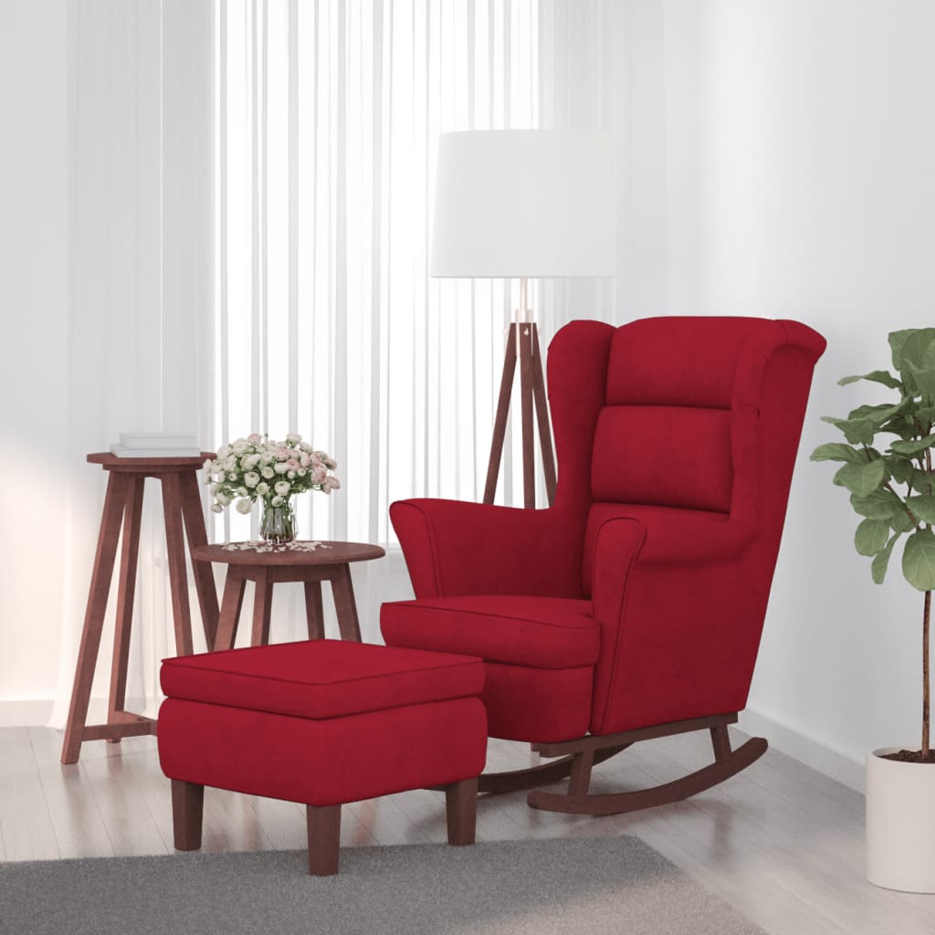 Chaise à bascule avec pieds en bois et tabouret Bordeaux - XIOS