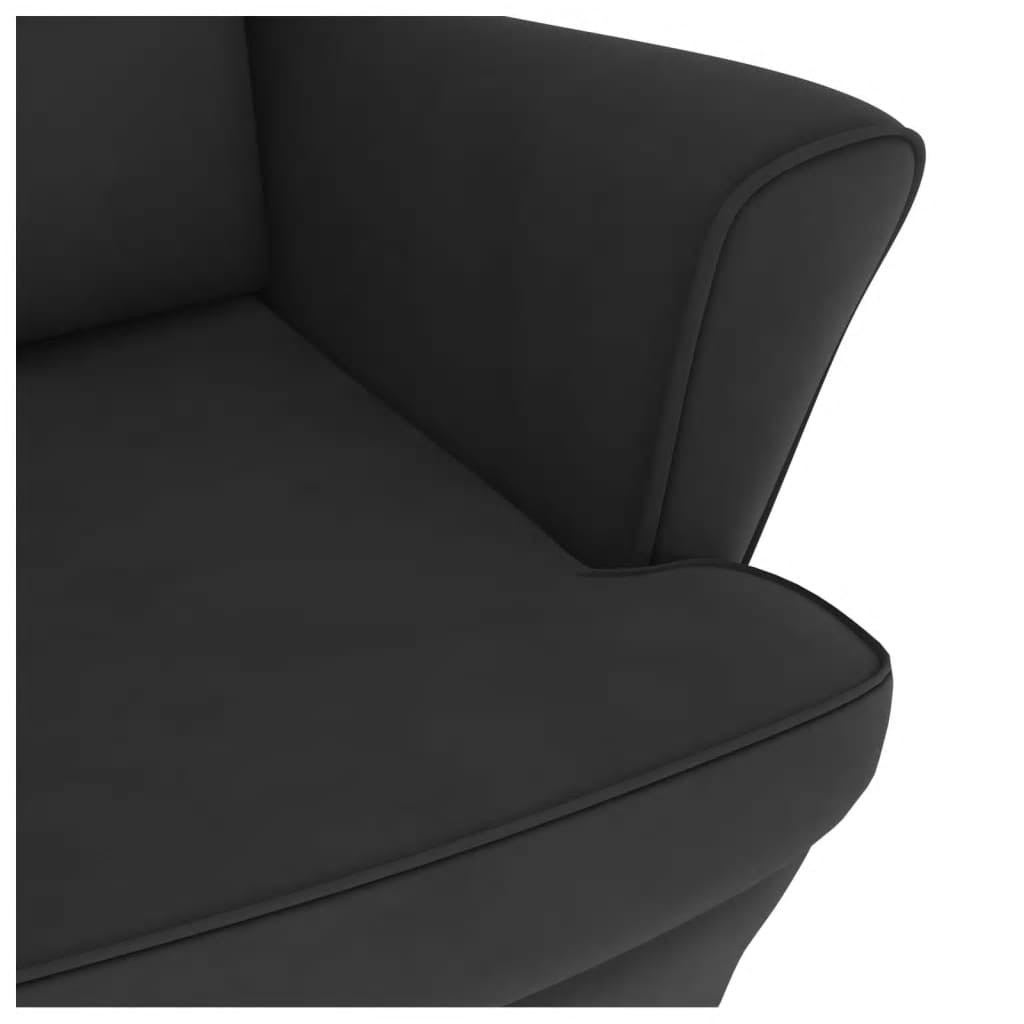 Chaise à bascule avec pieds en bois et tabouret Noir Velours - XIOS