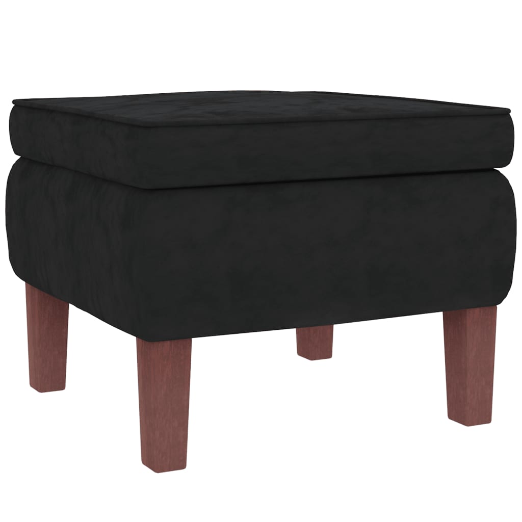 Chaise à bascule avec pieds en bois et tabouret Noir Velours - XIOS