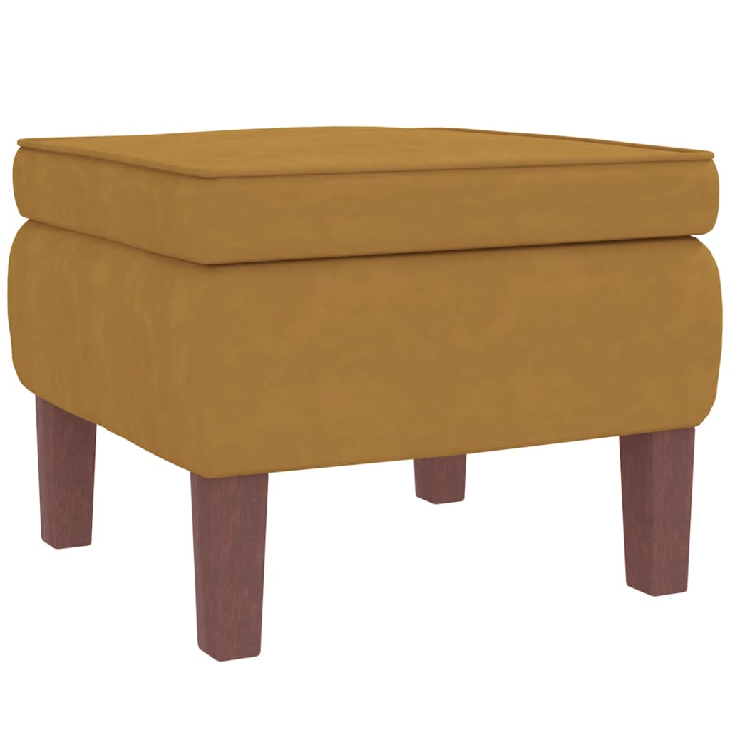 Chaise à bascule avec pieds en bois et tabouret Marron Velours - XIOS