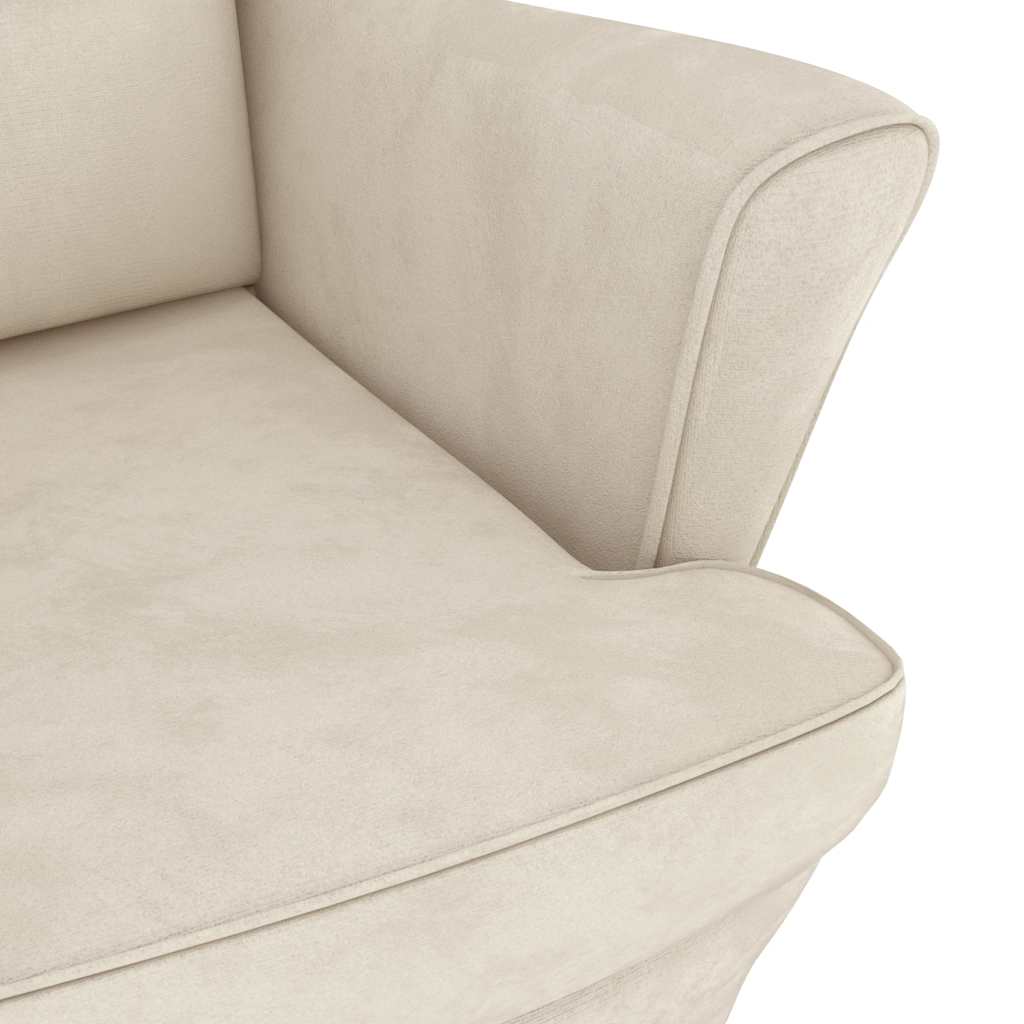 Chaise à bascule avec pieds en bois et tabouret Crème Velours - XIOS