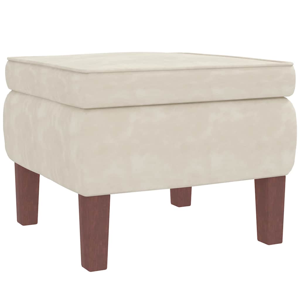 Chaise à bascule avec pieds en bois et tabouret Crème Velours - XIOS