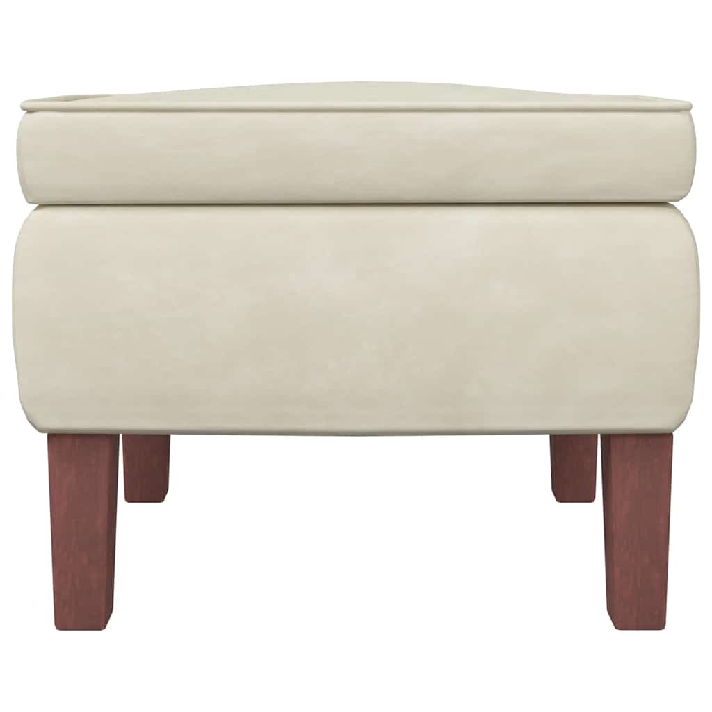 Chaise à bascule avec pieds en bois et tabouret Crème Velours - XIOS