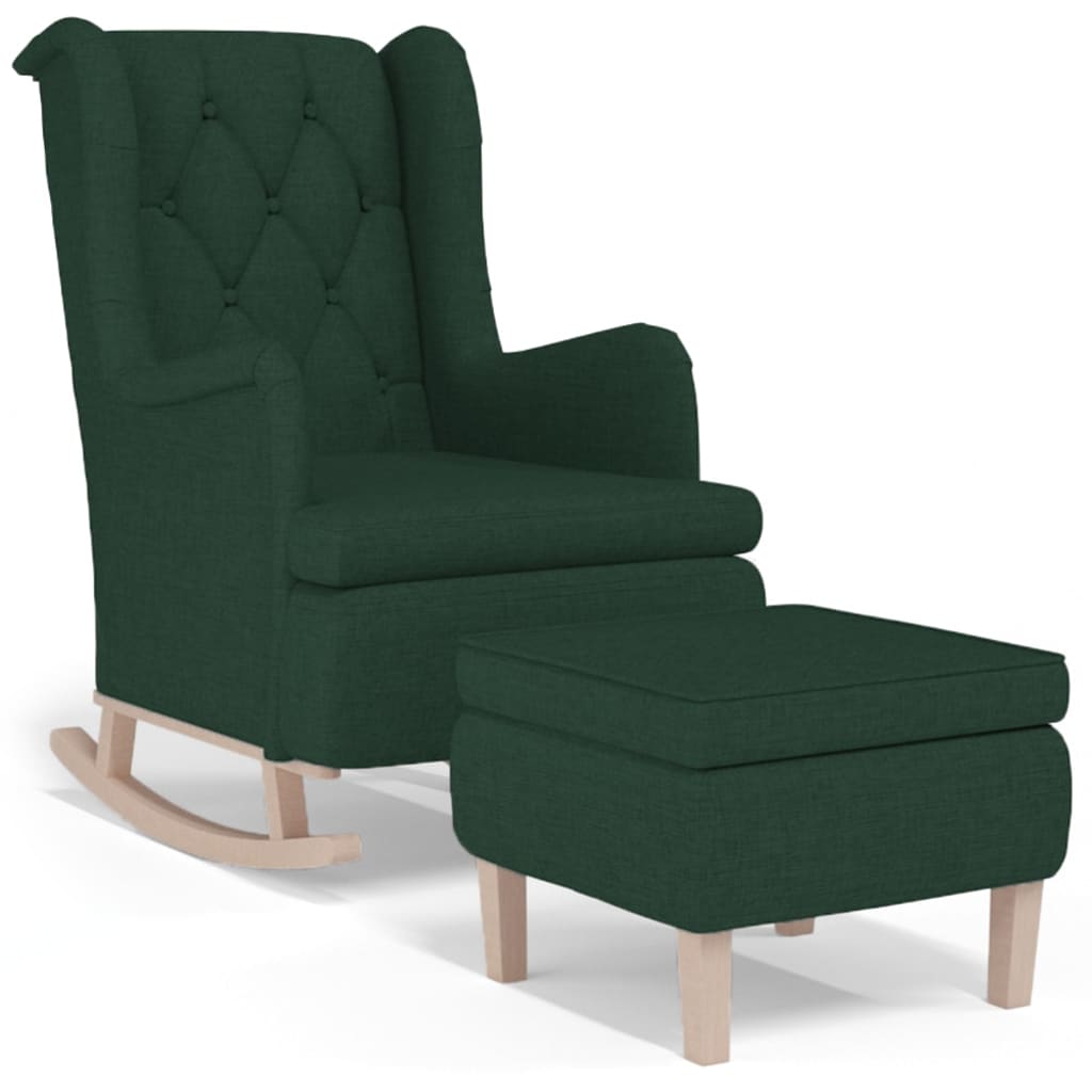 Fauteuil avec pieds à bascule et tabouret Vert foncé Tissu - XIOS