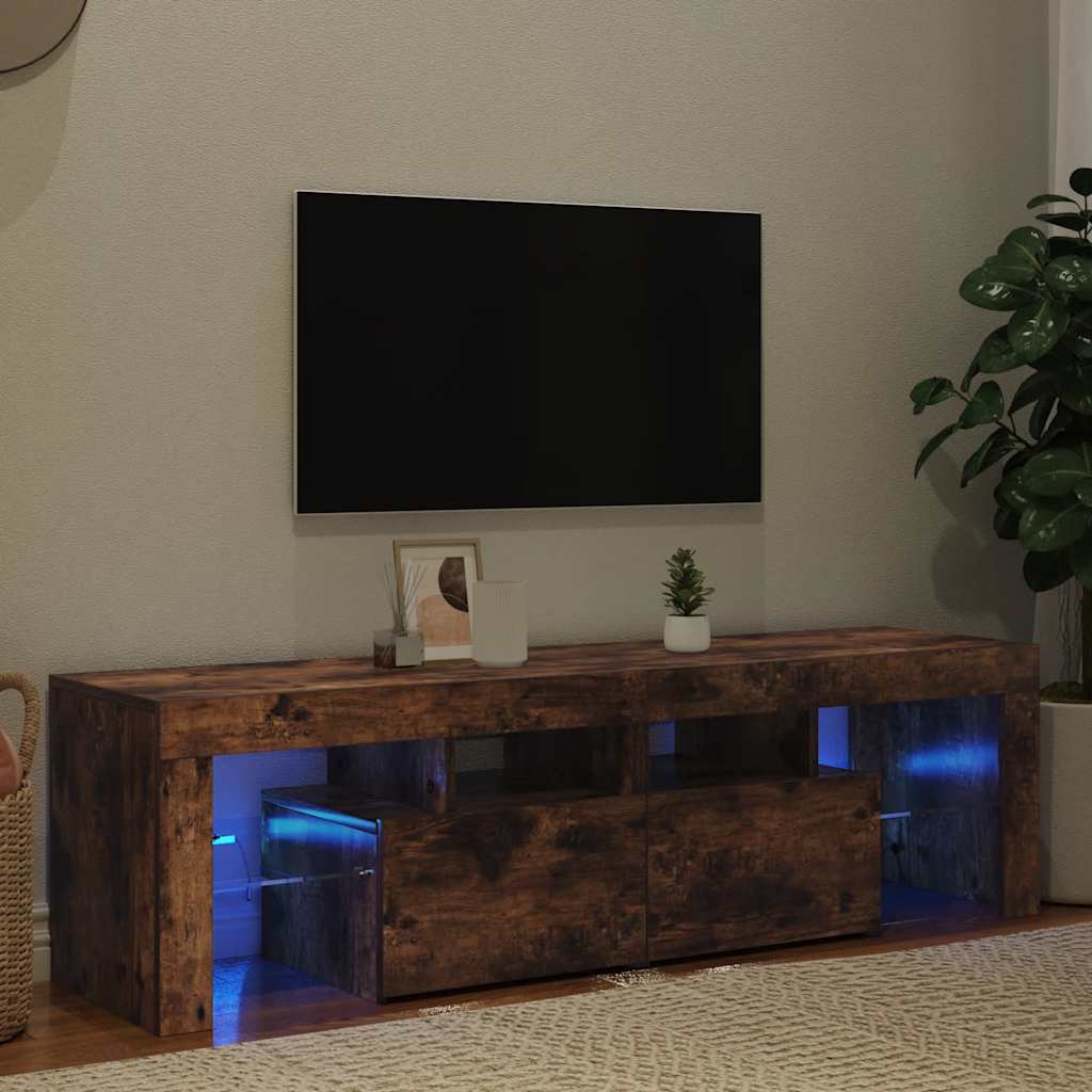 Meuble TV avec lumières LED Chêne fumé 140x36,5x40 cm - XIOS