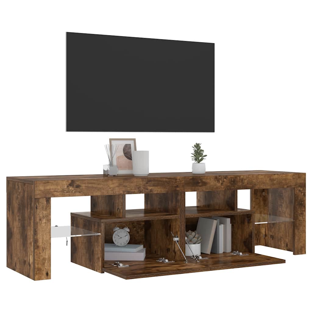Meuble TV avec lumières LED Chêne fumé 140x36,5x40 cm - XIOS