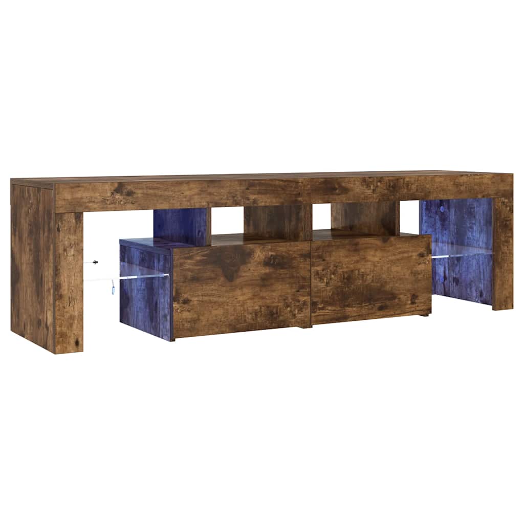 Meuble TV avec lumières LED Chêne fumé 140x36,5x40 cm - XIOS