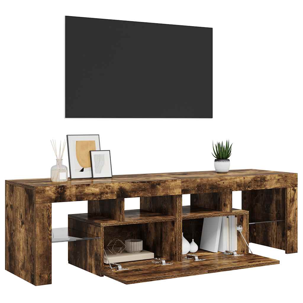 Meuble TV avec lumières LED Chêne fumé 140x36,5x40 cm - XIOS