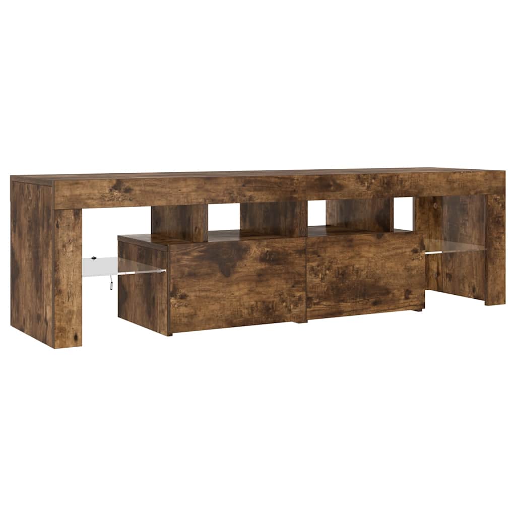 Meuble TV avec lumières LED Chêne fumé 140x36,5x40 cm - XIOS