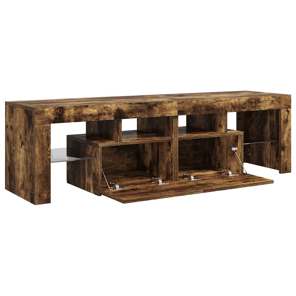 Meuble TV avec lumières LED Chêne fumé 140x36,5x40 cm - XIOS