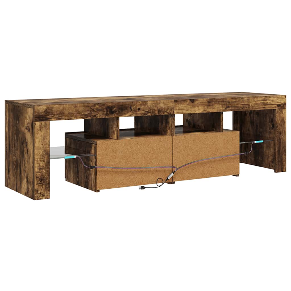 Meuble TV avec lumières LED Chêne fumé 140x36,5x40 cm - XIOS