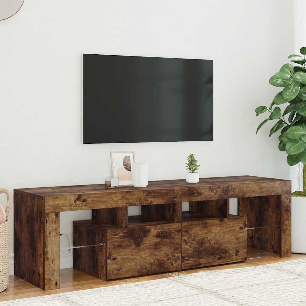 Meuble TV avec lumières LED Chêne fumé 140x36,5x40 cm - XIOS