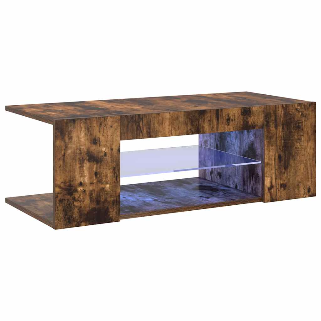 Meuble TV avec lumières LED Chêne fumé 90x39x30 cm - XIOS