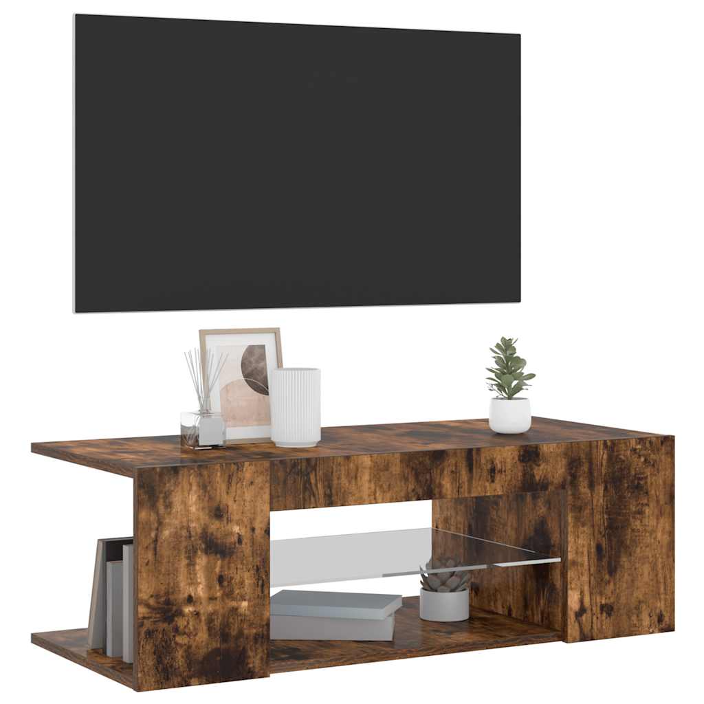 Meuble TV avec lumières LED Chêne fumé 90x39x30 cm - XIOS