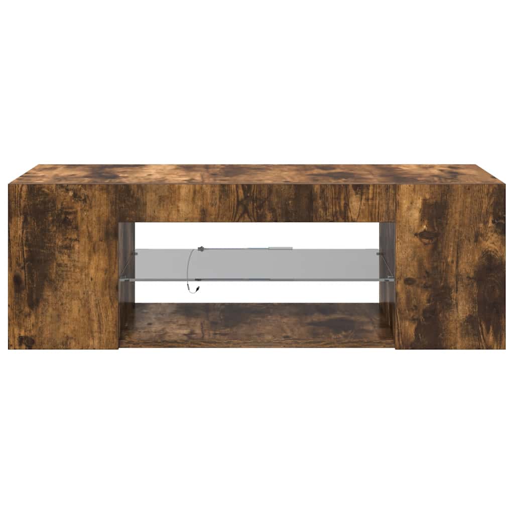 Meuble TV avec lumières LED Chêne fumé 90x39x30 cm - XIOS