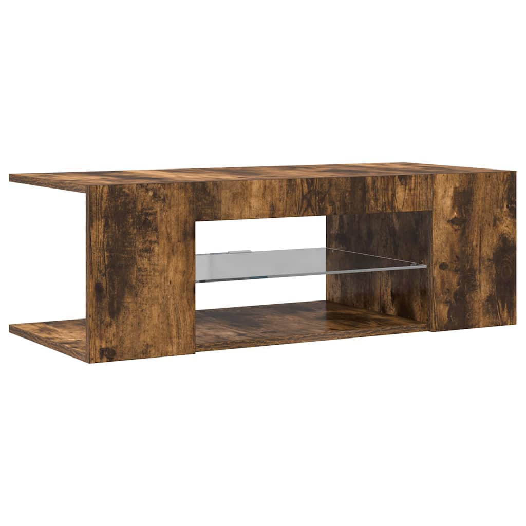Meuble TV avec lumières LED Chêne fumé 90x39x30 cm - XIOS
