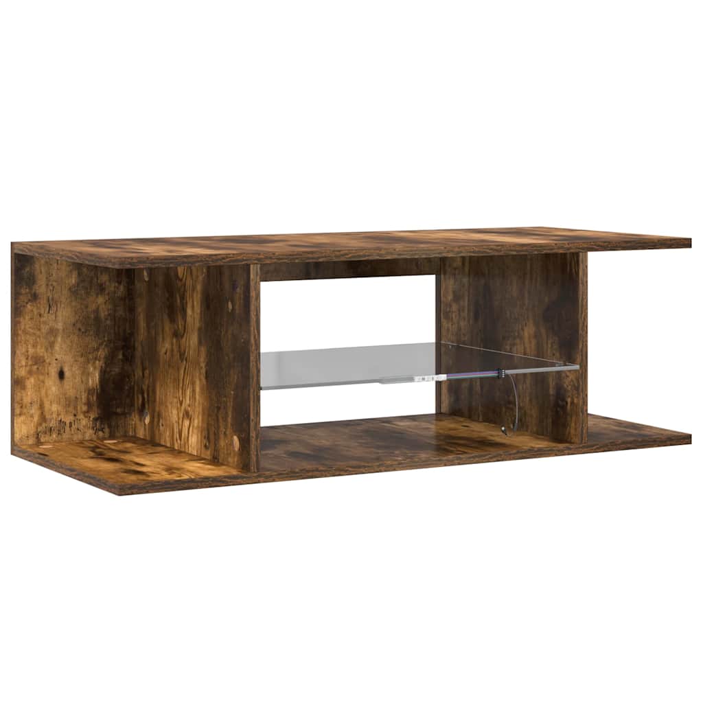 Meuble TV avec lumières LED Chêne fumé 90x39x30 cm - XIOS