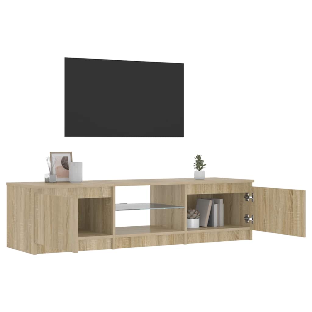 Meuble TV avec lumières LED Chêne fumé 140x40x36 cm - XIOS