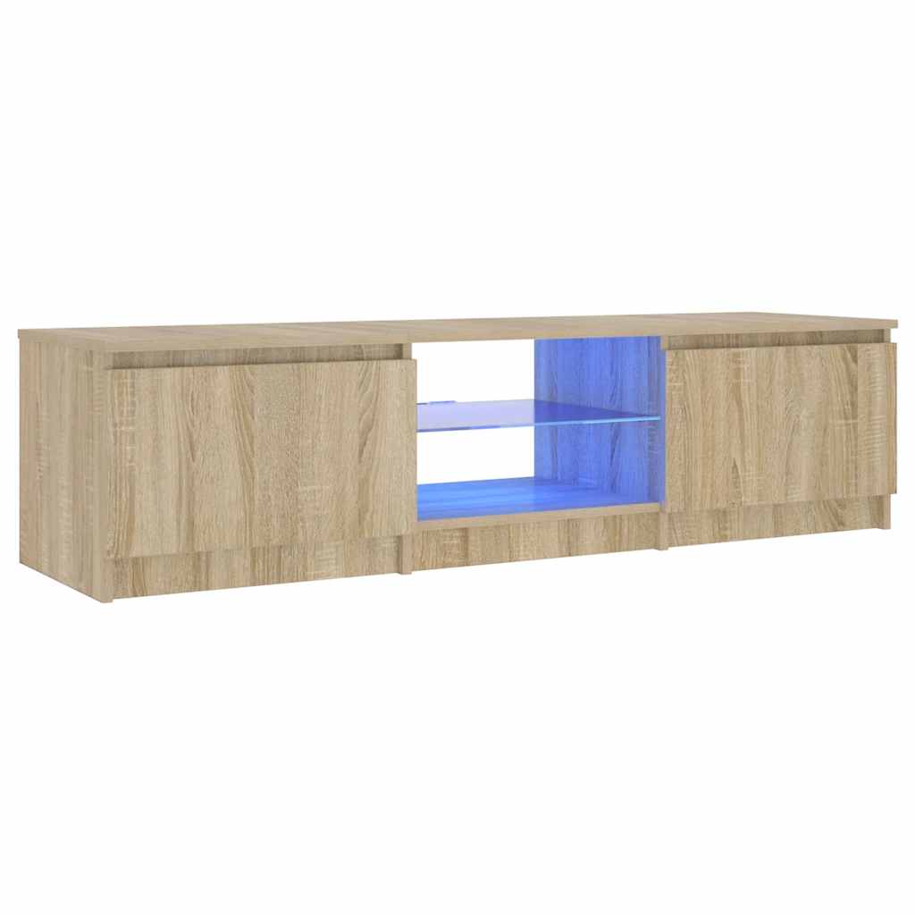 Meuble TV avec lumières LED Chêne fumé 140x40x36 cm - XIOS