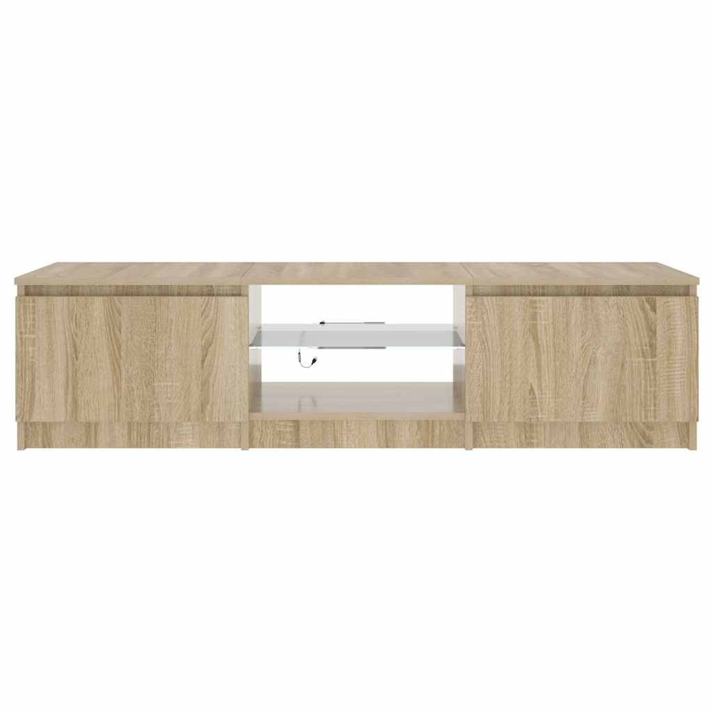 Meuble TV avec lumières LED Chêne fumé 140x40x36 cm - XIOS
