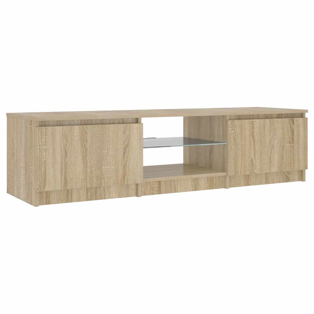 Meuble TV avec lumières LED Chêne fumé 140x40x36 cm - XIOS