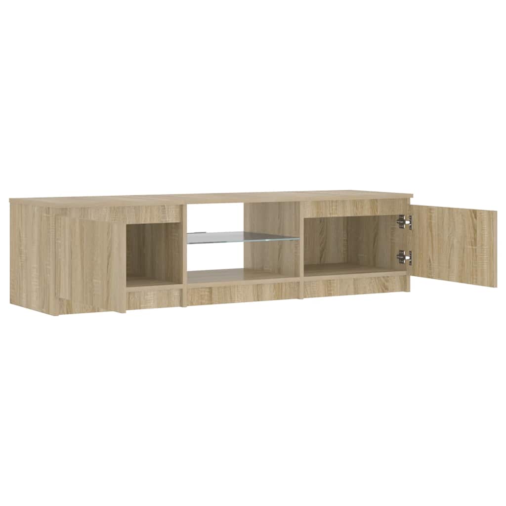 Meuble TV avec lumières LED Chêne fumé 140x40x36 cm - XIOS