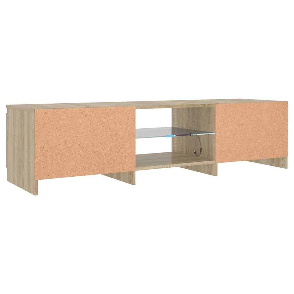 Meuble TV avec lumières LED Chêne fumé 140x40x36 cm - XIOS