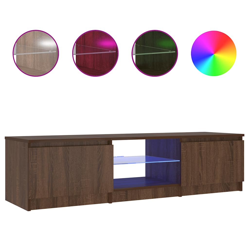 Meuble TV avec lumières LED Chêne marron 140x40x36 cm - XIOS
