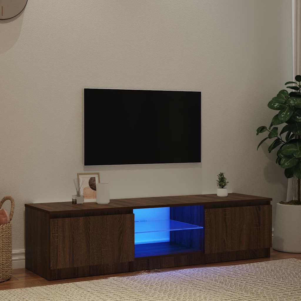 Meuble TV avec lumières LED Chêne marron 140x40x36 cm - XIOS