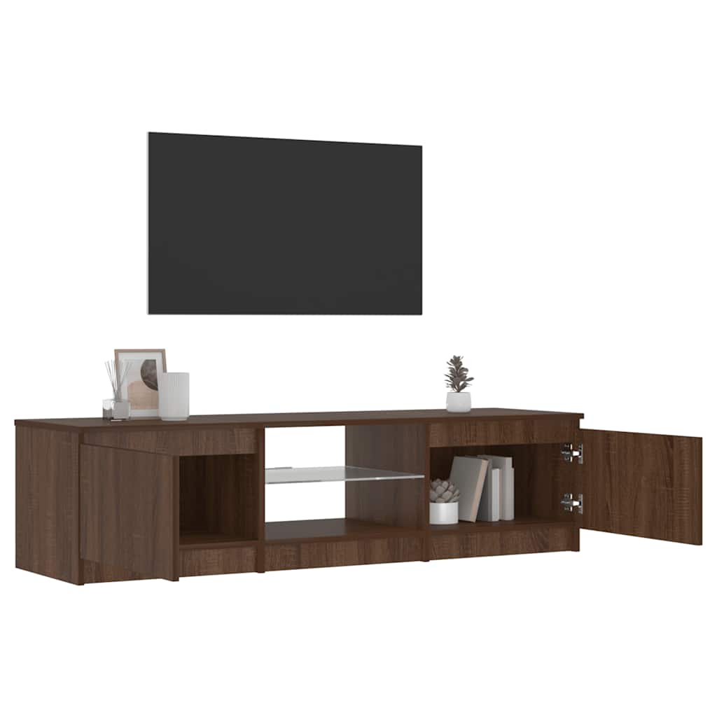 Meuble TV avec lumières LED Chêne marron 140x40x36 cm - XIOS