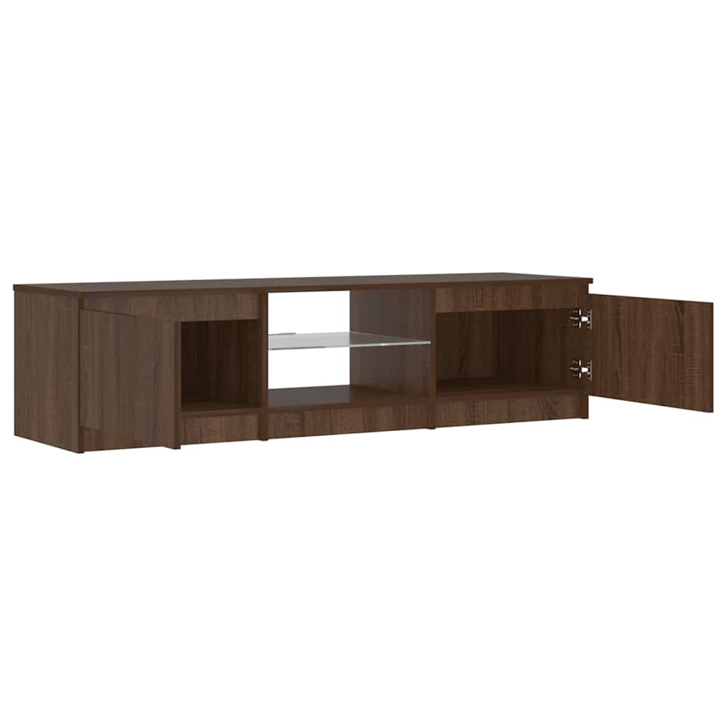 Meuble TV avec lumières LED Chêne marron 140x40x36 cm - XIOS