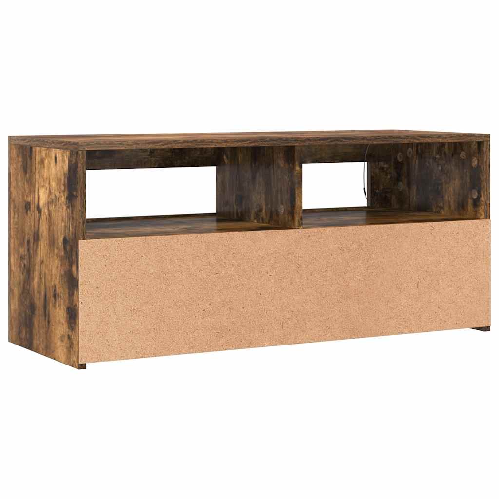 Meuble TV avec lumières LED Chêne fumé 90x35x40 cm - XIOS