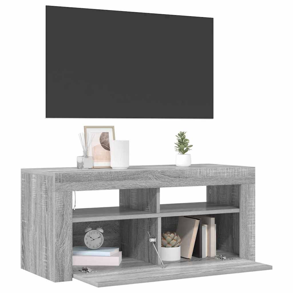 Meuble TV avec lumières LED Sonoma gris 90x35x40 cm - XIOS