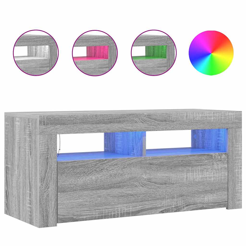 Meuble TV avec lumières LED Sonoma gris 90x35x40 cm - XIOS