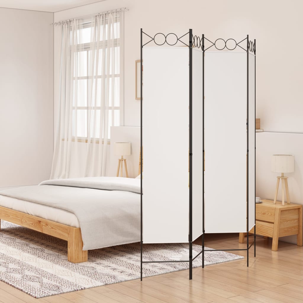 Cloison de séparation 4 panneaux Blanc 160x200 cm Tissu Séparateurs de pièces vidaXL