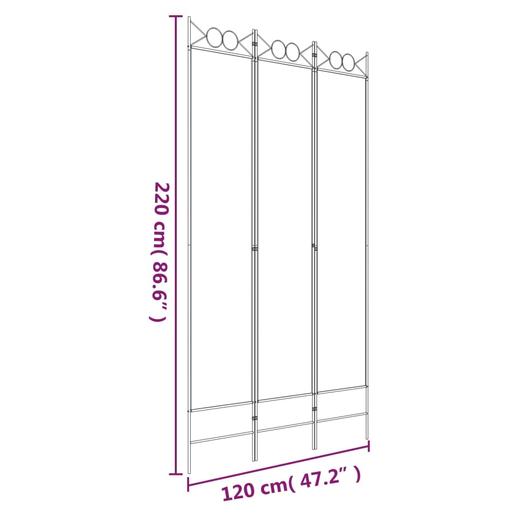 Cloison de séparation 3 panneaux Blanc 120x220 cm Tissu - XIOS