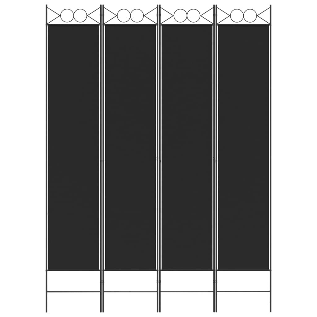Cloison de séparation 4 panneaux Noir 160x220 cm Tissu - XIOS