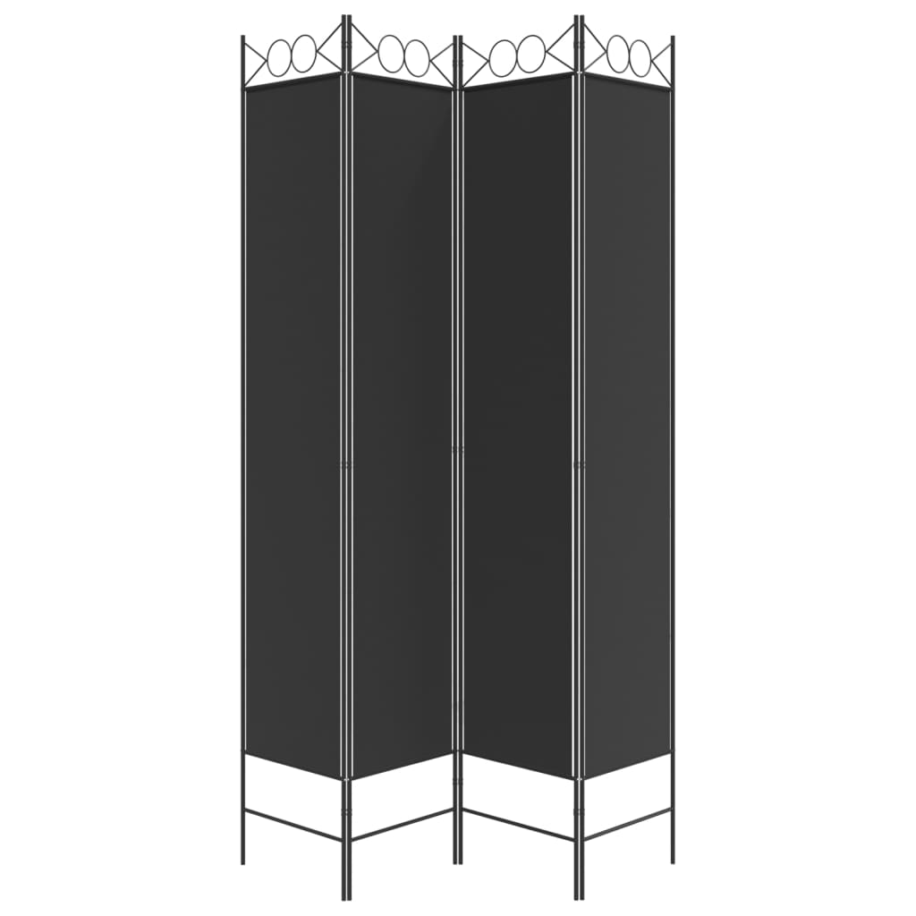 Cloison de séparation 4 panneaux Noir 160x220 cm Tissu - XIOS
