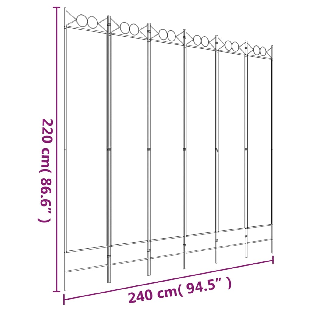 Cloison de séparation 6 panneaux Blanc 240x220 cm Tissu - XIOS