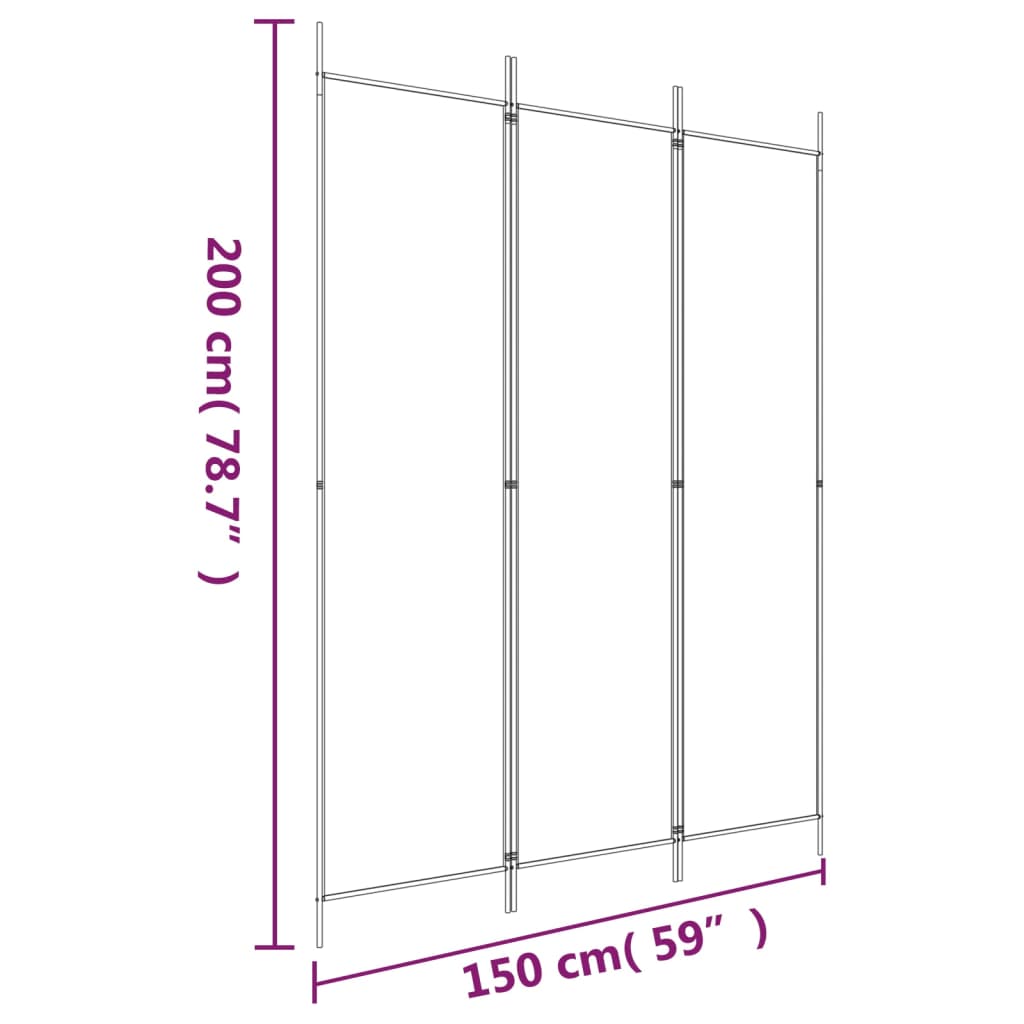 Cloison de séparation 3 panneaux Marron 150x200 cm Tissu - XIOS