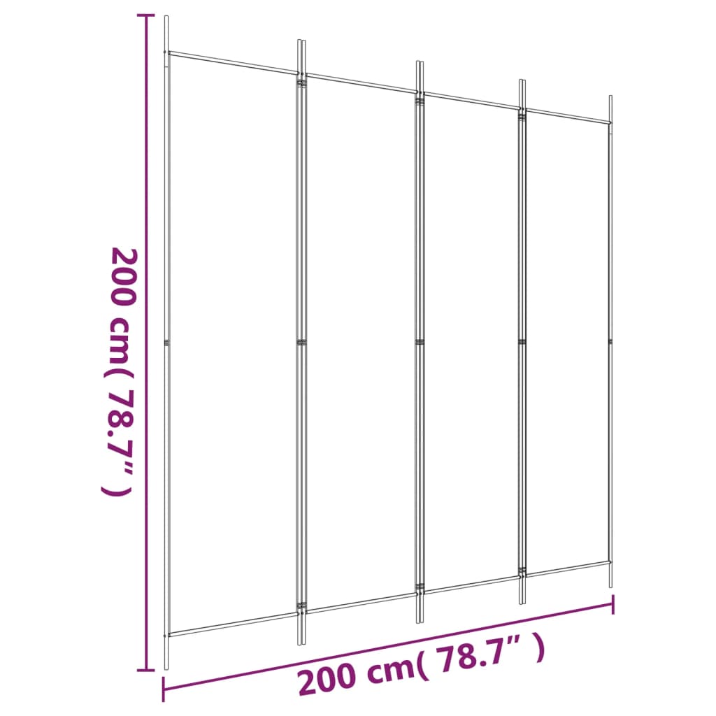 Cloison de séparation 4 panneaux Marron 200x200 cm Tissu XIOS
