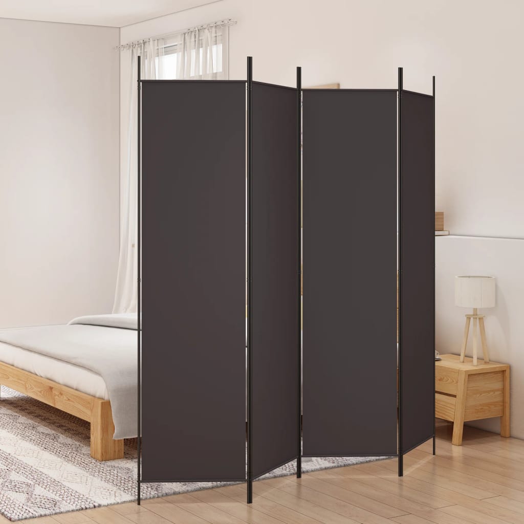 Cloison de séparation 4 panneaux Marron 200x200 cm Tissu XIOS