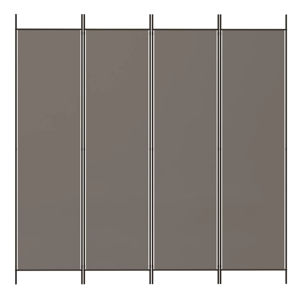 Cloison de séparation 4 panneaux Anthracite 200x200 cm Tissu - XIOS