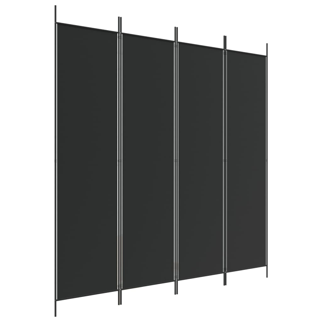 Cloison de séparation 4 panneaux Noir 200x200 cm Tissu XIOS