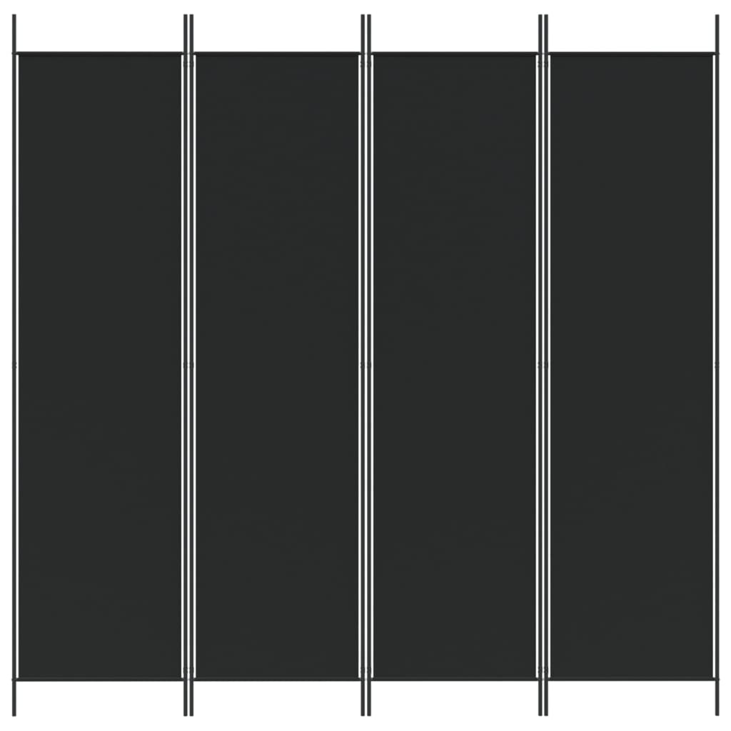 Cloison de séparation 4 panneaux Noir 200x200 cm Tissu - XIOS
