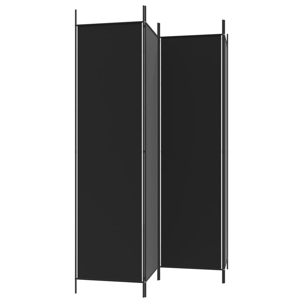 Cloison de séparation 4 panneaux Noir 200x200 cm Tissu - XIOS
