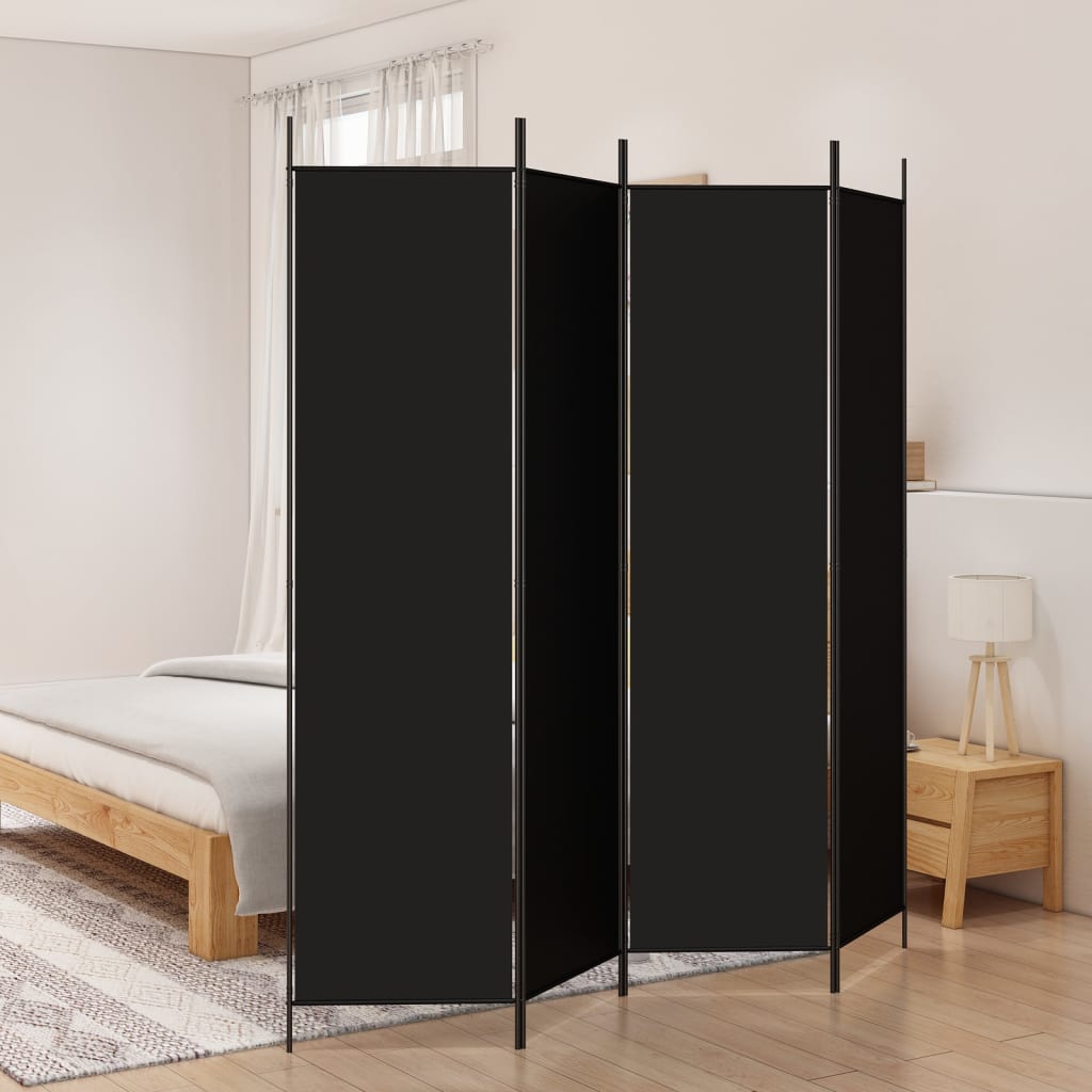 Cloison de séparation 4 panneaux Noir 200x200 cm Tissu XIOS